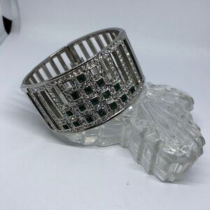 𝅺Vintage style art deco look cocktail statement bracelet sparkling rhinestones